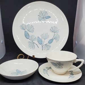 Vintage Marcrest "Blue Spruce" Plate, Cup, Saucer & Fruit Bowl - 1950's
